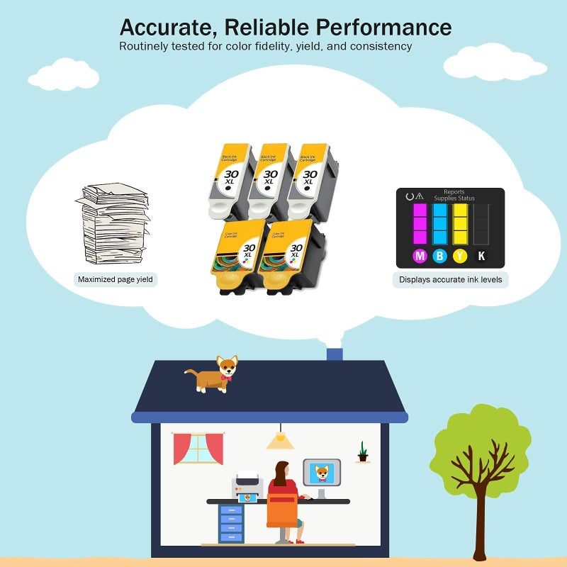 Cartlee Compatible Ink Cartridges Replacement for Kodak 30XL for Kodak Hero 3.1 Hero 5.1 ESP 3.2 ESP C110 C310 Office 2150, C315, Office 2170 - Image 5